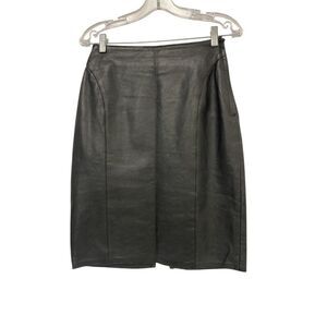 Vintage Cedars Womens Straight Leather Skirt Black Sz 6 Lined side zip